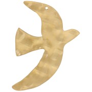 Pendentifs oiseau martelé 51x36 mm exclu Perles&Co - Acier inox 304L Doré x2