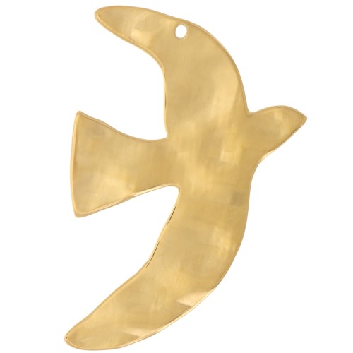 Pendentifs oiseau martelé 36x25 mm exclu Perles&Co - Acier inox 304L Doré x2