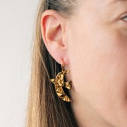 Pendentifs oiseau martelé 36x25 mm exclu Perles&Co - Acier inox 304L Doré x2