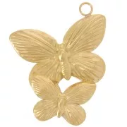Pendentif 2 papillons 30x24 mm - Acier inoxydable 304L Doré x1