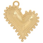 Pendentif coeur bombé 22x20 mm avec petites boules - Acier inoxydable 304L Doré