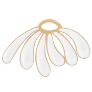 Pendentif marguerite 13x20 mm résine époxy - Acier inox 304L Doré - Blanc x1