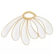 Pendentif marguerite 13x20 mm résine époxy - Acier inox 304L Doré - Blanc x1