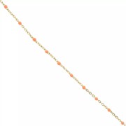 Chaîne avec perles en résine époxy 2 mm - Acier inox 304 Doré - Orange x1m
