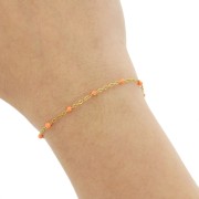 Chaîne avec perles en résine époxy 2 mm - Acier inox 304 Doré - Orange x1m