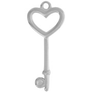 Pendentif clé forme coeur 35x15 mm - Acier inoxydable 304L x1|raw }}