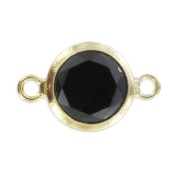Intercalaire 2 anneaux 11x6 mm Oxyde Zirconium Jet - Gold filled (or laminé)  x1|raw }}