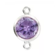Intercalaire 2 anneaux 11x6 mm Oxyde de Zirconium - Amethyst Argent 925 x1