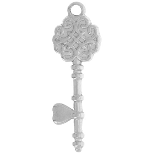 Pendentif clé baroque 34.5x11.5 mm - Acier inoxydable 304L x1