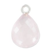 Pendentif goutte facettée 13x10 mm Argent 925/Quartz Rose x1