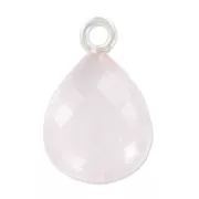 Pendentif goutte facettée 13x10 mm Argent 925/Quartz Rose x1