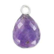 Pendentif goutte facettée 13x10 mm Argent 925/Amethyste x1|raw }}