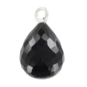 Pendentif goutte facettée 13x10 mm Argent 925/Onyx Noir x1