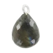 Pendentif goutte facettée 13x10 mm Argent 925/Labradorite x1