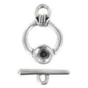 Fermoir T porte cabochon 1122 8 mm Placage Argent fin vieilli x1