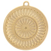 Breloque ronde texturé 18 mm - Acier inoxydable 304L Doré x1