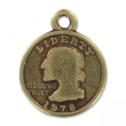 Breloques pièces quarterdollar 15 mm bronze x5