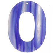 Pendentif ovale évidé en acétate 47x34 mm - Rayé - Bleu foncé - Blanc nacré x1