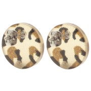 Clous d'oreilles ronds 15 mm en acrylique - Guépard Marron - Noir x2