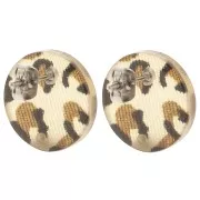 Clous d'oreilles ronds 15 mm en acrylique - Guépard Marron - Noir x2