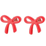 Clous d'oreilles noeud - 15x17 mm en acétate - Rouge x2|raw }}