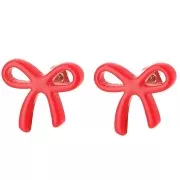 Clous d'oreilles noeud - 15x17 mm en acétate - Rouge x2