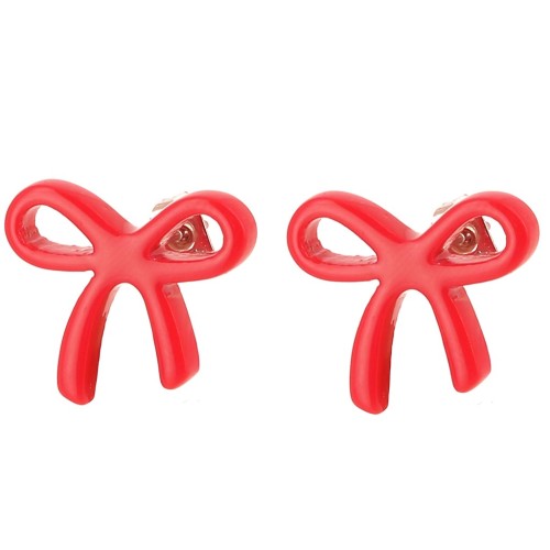 Clous d'oreilles noeud - 15x17 mm en acétate - Rouge x2