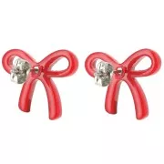 Clous d'oreilles noeud - 15x17 mm en acétate - Rouge x2