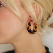 Créoles larges en acétate 35 mm Ecaille de tortue Marron  - Noir x 2