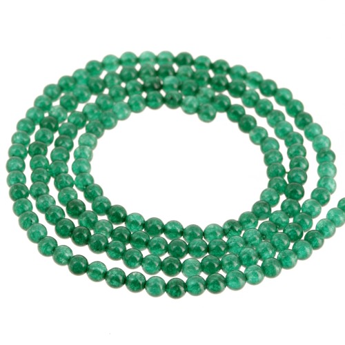 Perles rondes 2 mm pierre gemme teintée - Onyx vert x37cm