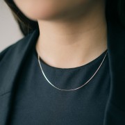 Collier maille Miroir - serpent plat 0.8 mm - Argent 925 x42cm