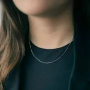 Collier maille Serpentine carré 0.65 mm - Argent 925 x42cm