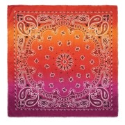 Bandana 100% coton - motif Cachemire - Tie and Dye - Violet - Rouge - Orange x1