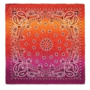 Bandana 100% coton - motif Cachemire - Tie and Dye - Violet - Rouge - Orange x1