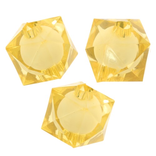 Perles carrées facettées 8 mm en acrylique transparent - Jaune foncé x20