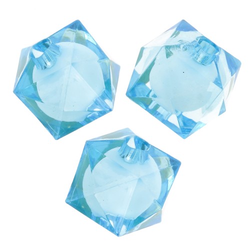 Perles carrées facettées 8 mm en acrylique transparent - Bleu ciel x20