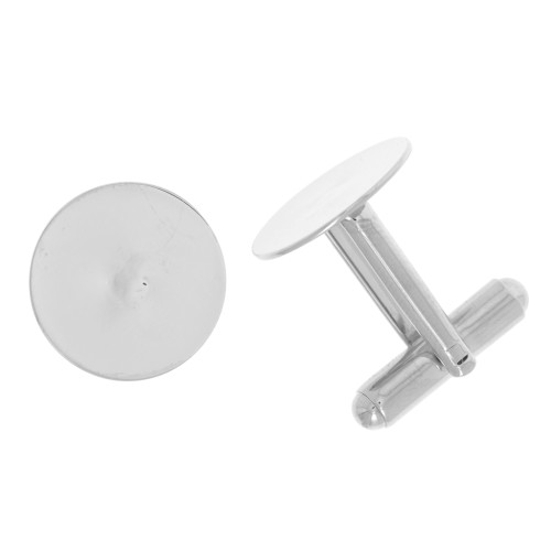 Boutons de manchette plateau 15 mm Argenté x2