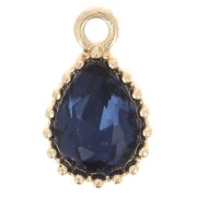 Pendentif goutte en verre facetté 13x8mm - Doré - Bleu Saphir x1