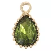 Pendentif goutte en verre facetté 13x8mm - Doré - Vert x1