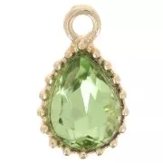Pendentif goutte en verre facetté 13x8mm - Doré - Vert clair x1