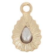 Pendentif goutte en verre facetté 13x8mm - Doré - Vert émeraude x1