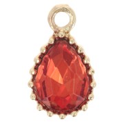Pendentif goutte en verre facetté 13x8mm - Doré - Orange x1|raw }}