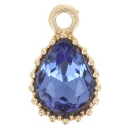 Pendentif goutte en verre facetté 13x8mm - Doré - Bleu clair x1