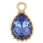 Pendentif goutte en verre facetté 13x8mm - Doré - Bleu clair x1