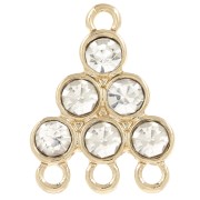 Pendentif chandelier 18x13.5 mm avec cabochons en verre - Crystal - Doré x1|raw }}