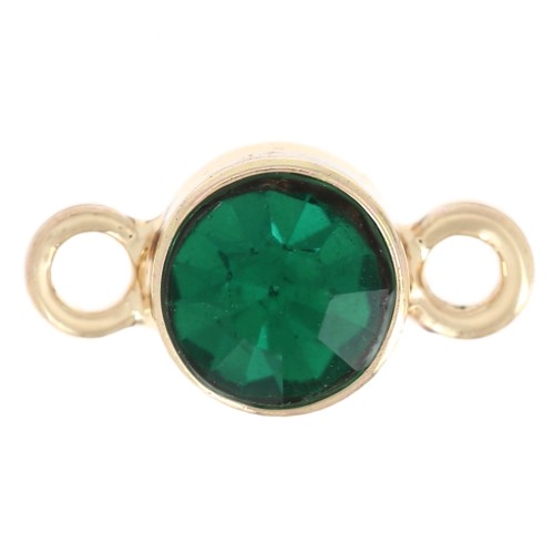 Intercalaire 4 mm en verre facetté - Doré -  Vert émeraude x1