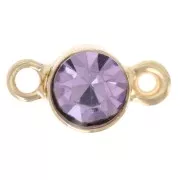 Intercalaire 4 mm en verre facetté - Doré - Lilas x1