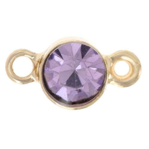 Intercalaire 4 mm en verre facetté - Doré - Lilas x1