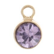 Breloque ronde 4 mm verre facetté - Doré - Lilas x1