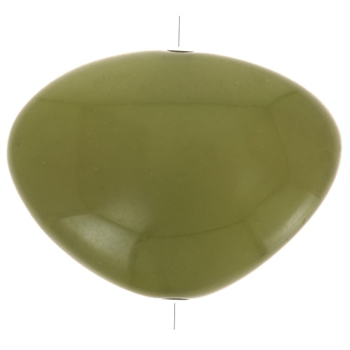 Perle plate irrégulière en résine opaque 20x27 mm - Vert Olive x1